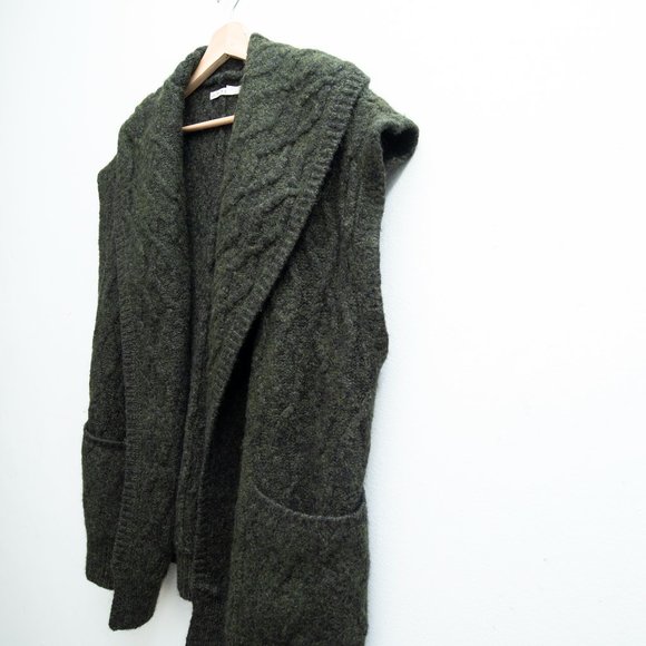 Alice + Olivia Army Green Oversized Open Vest - Picture 4 of 6